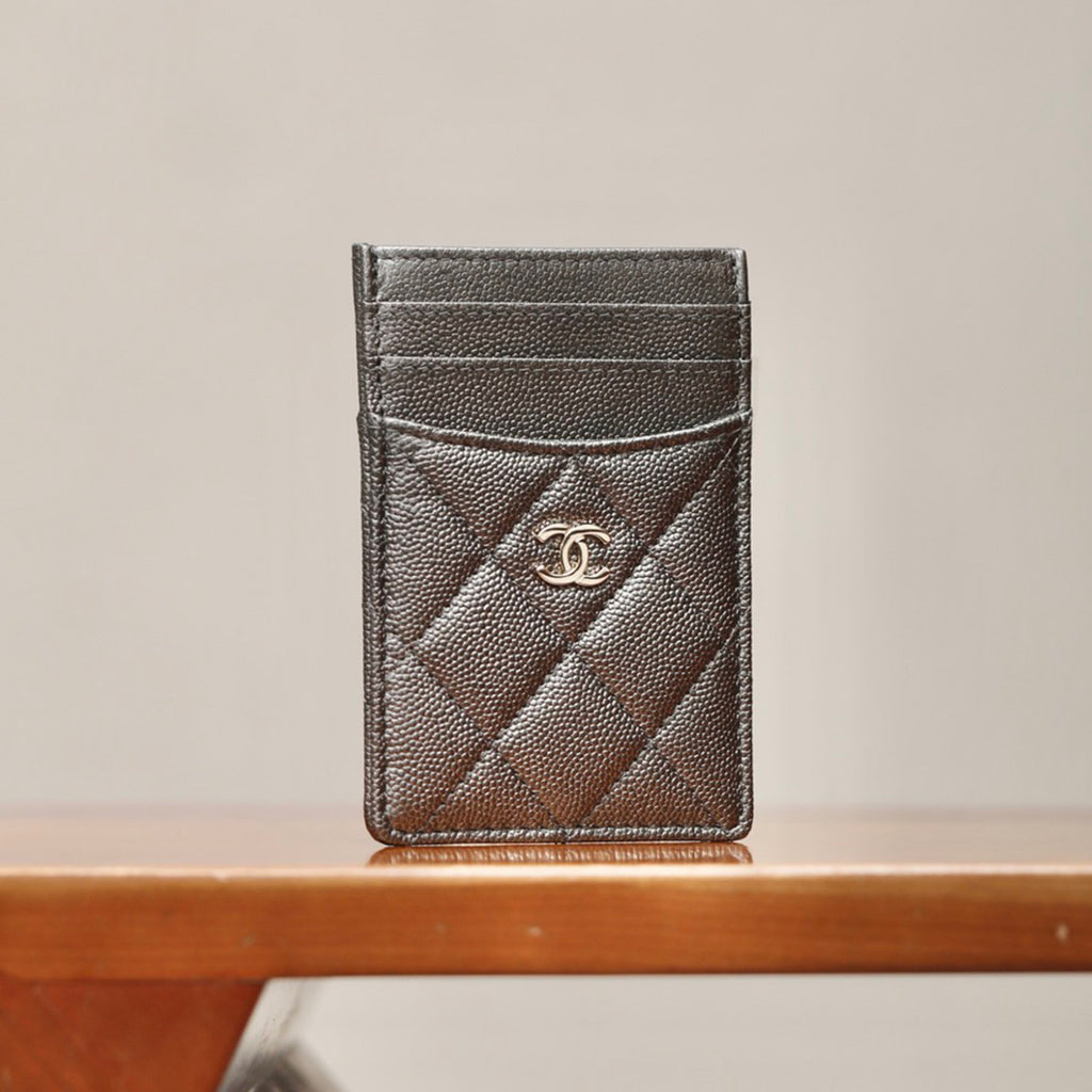 Chanel Women's Logo Checkered Solid Color Vertical Card Purse Wallet Casual Leather Bags Bag #71927
