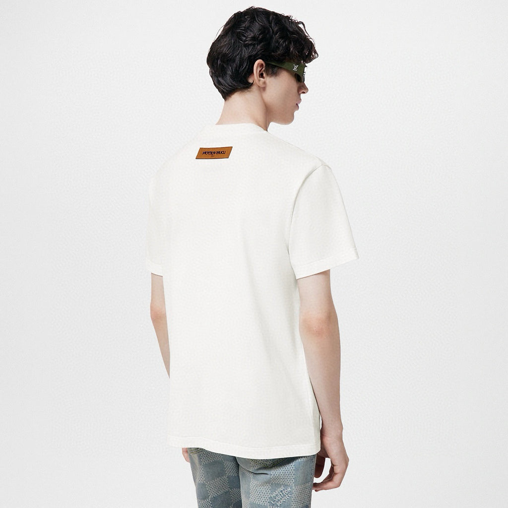Louis Vuitton Men's Summer Year of the Dragon Printed Round Neck Cotton White Short Sleeve T-Shirt #97991