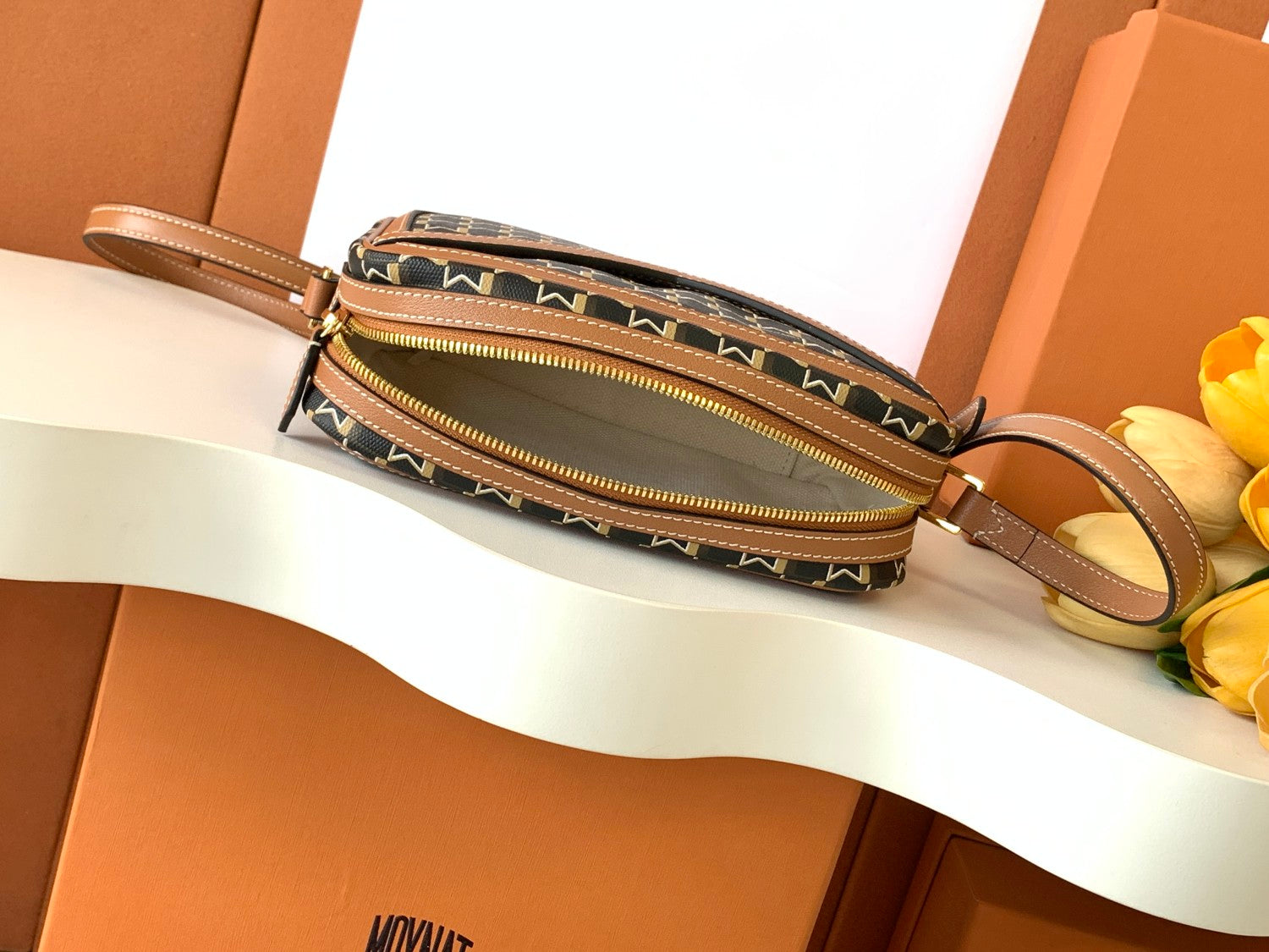 Moynat Women's Fashion Casual Color Blocked M-Shaped Cut Out Patch Pockets Zipper Closure Adjustable Straps Camera Bag Crossbody Bag Shoulder Bag Bags #78976