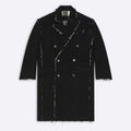 Balenciaga Men's Women's Spring. Autumn And Winter Splicing Raw Edge Lapel Double Breasted Solid Color Straight Coat Jacket Ngvp #1697