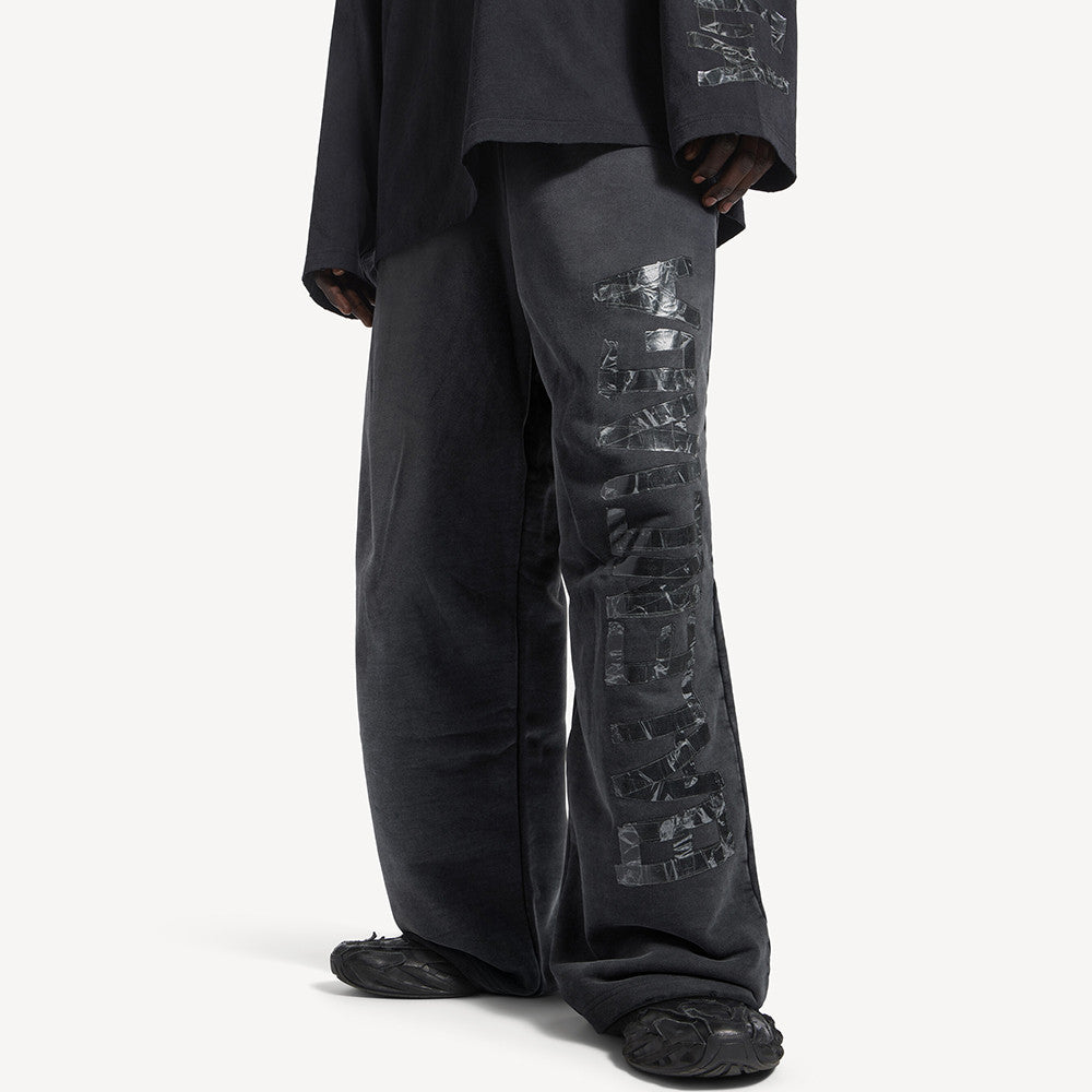 Balenciaga Top-quality version Men's Transparent Tape Baggy Pants in Faded Black White #376443
