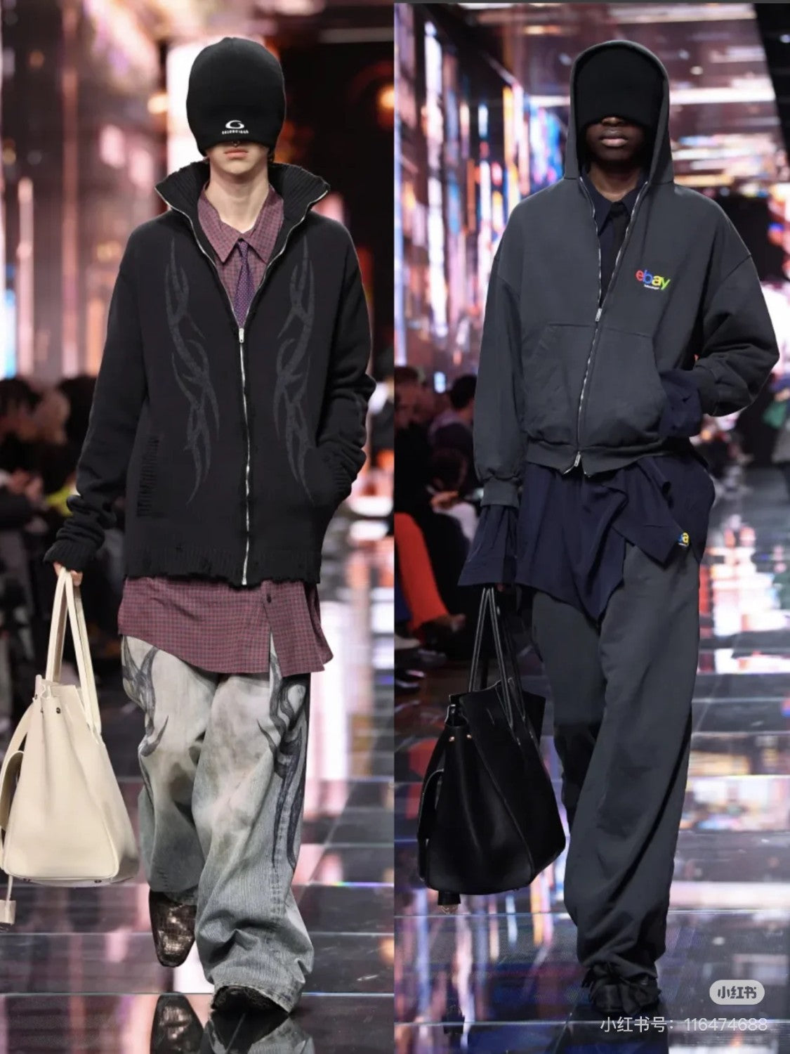 Balenciaga Men's Spring And Fall Fashion Retro Graffiti Washed Fashion Trend Jeans Straight Wide-leg Pants Ngvp #9124