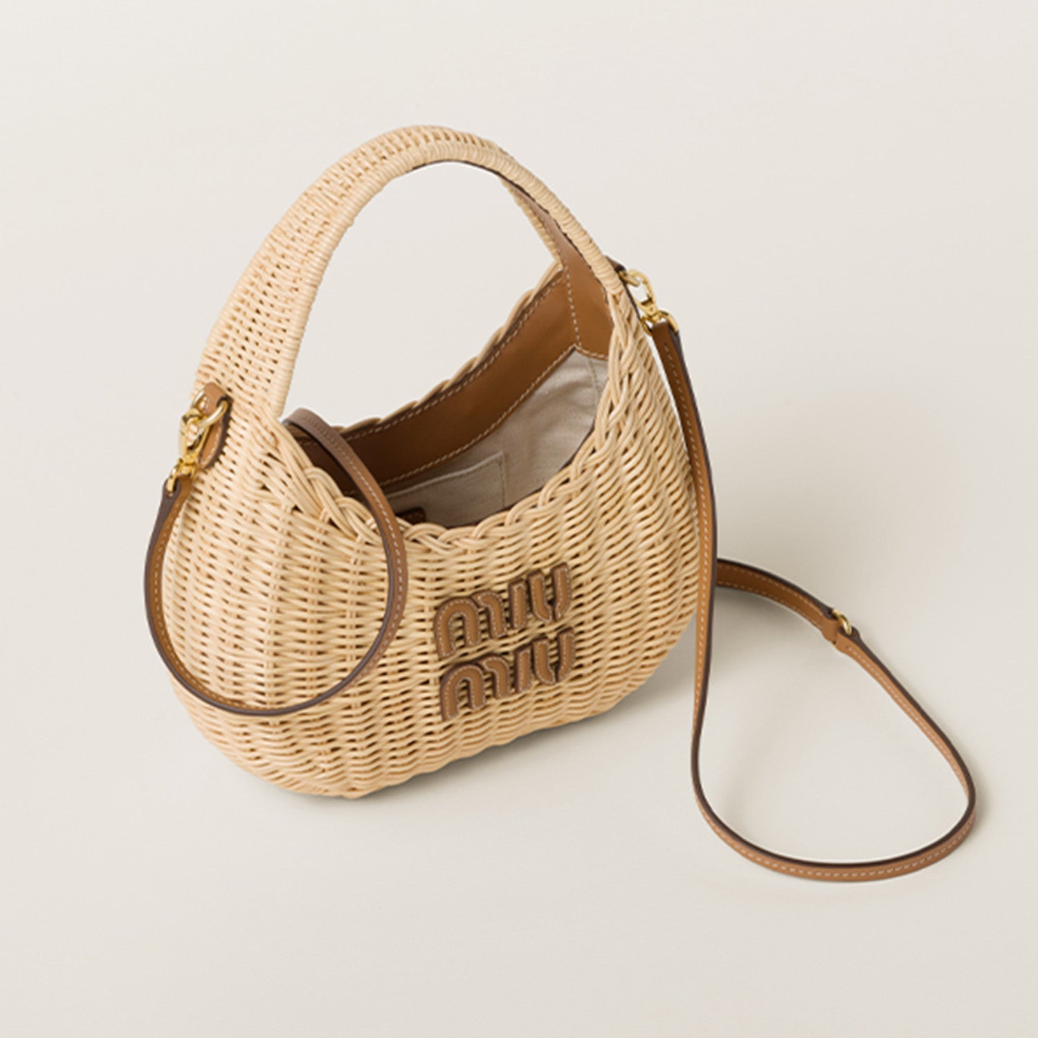 MiuMiu Wander Woven Hobo Small Handbag Women's Fashion Versatile Casual Summer Bags Bag 5BC125_2BVU_F0KFZ_V_OOO #81141