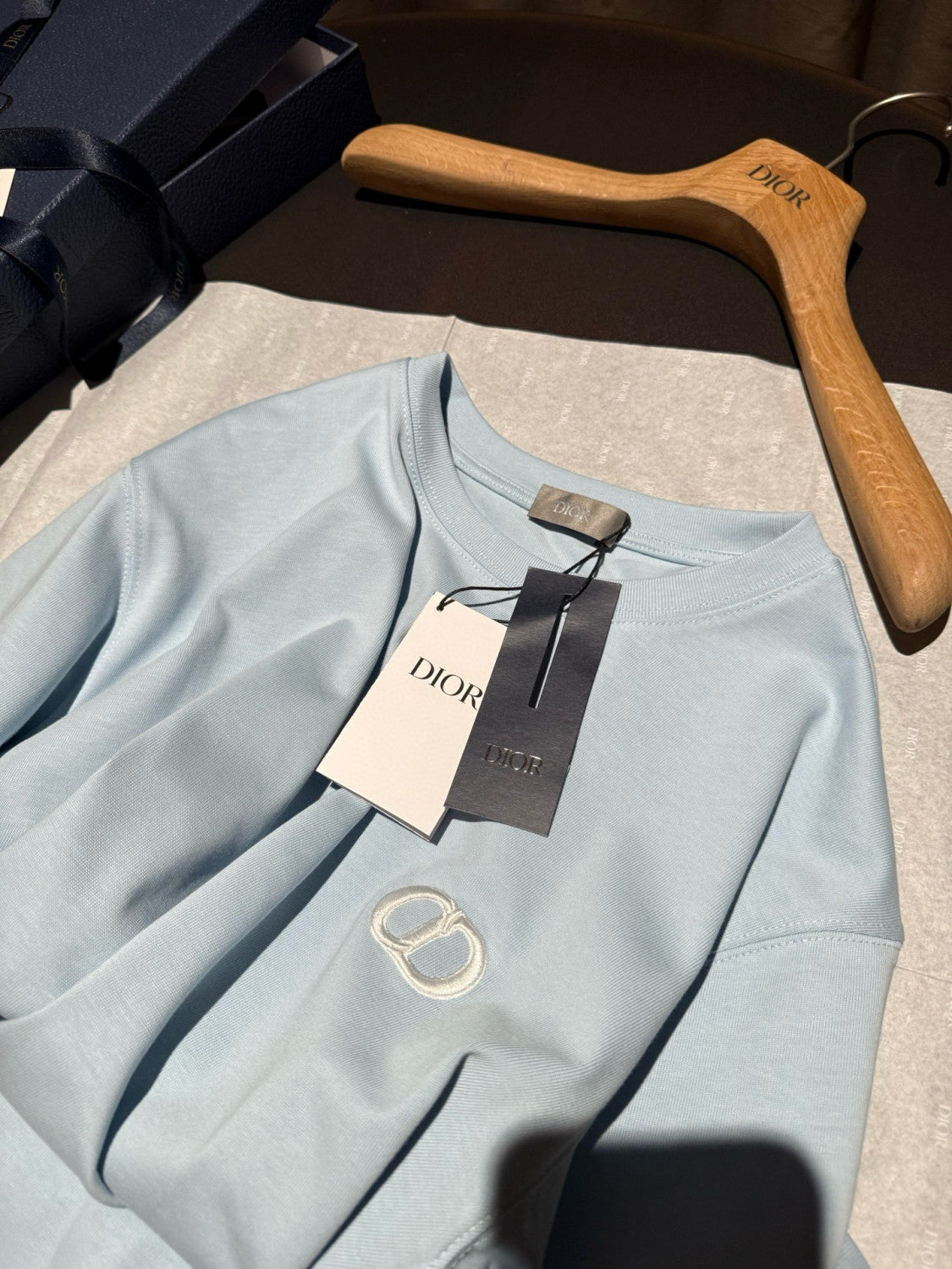 Dior Men's Summer Fashion Casual Solid Color Round Neck Cotton CD Embroidered Logo Loose Fit T-Shirt #78374