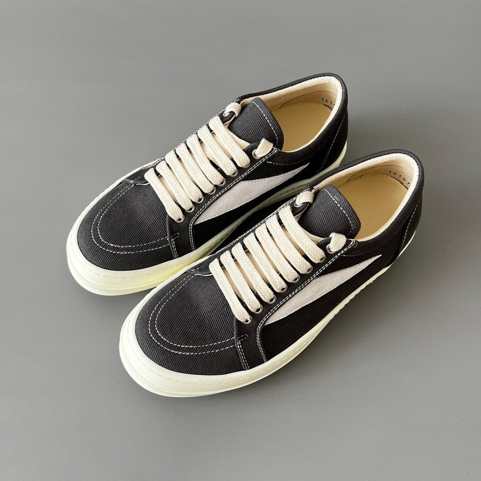 Rick Owens DRKSHDW Men's And Women's Spring/Summer Fashion Casual Round Toe Lace Up Low Top Twill Canvas Shoes #78281