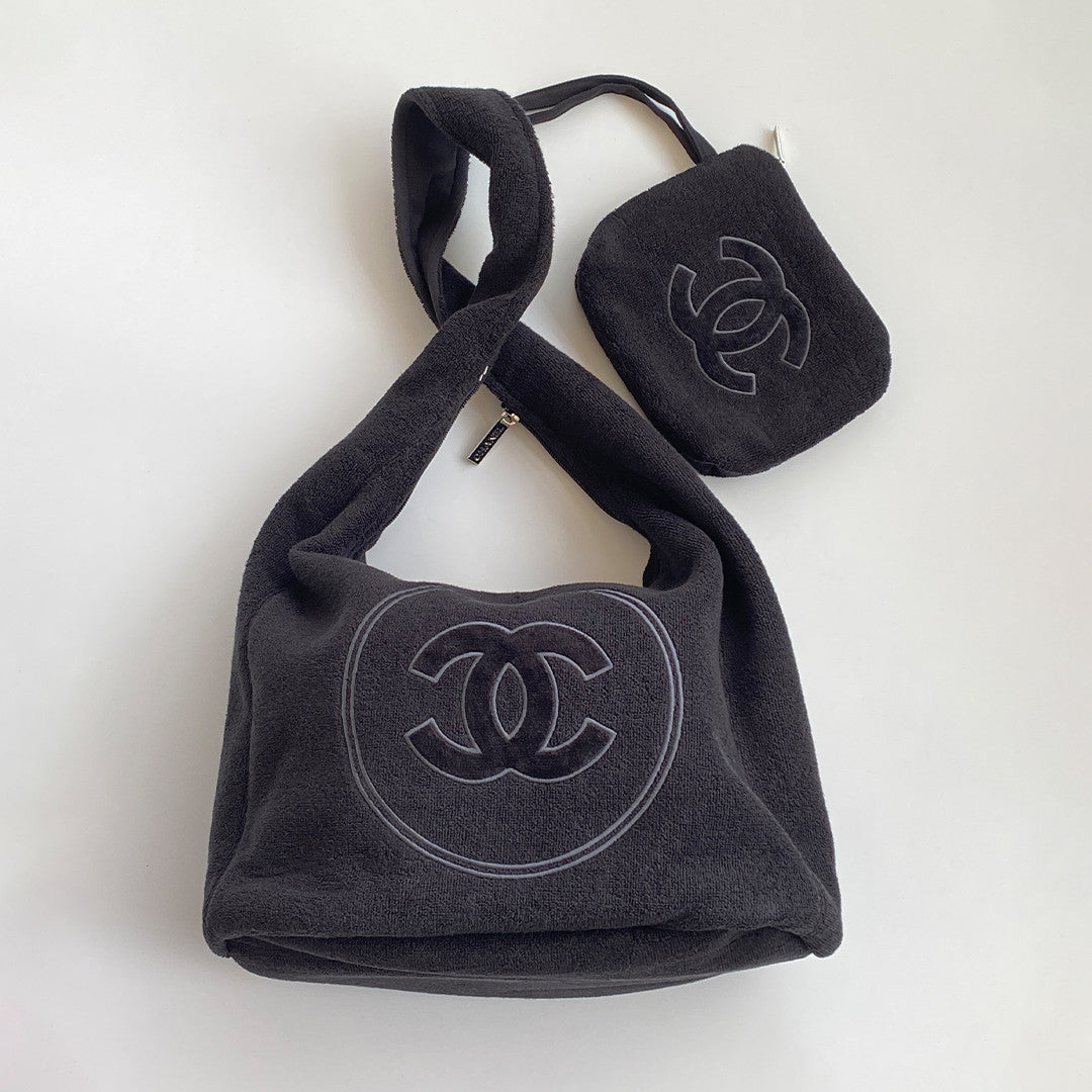 Chanel Women's CoCo Beach Collection Cotton Beach Bag Logo Solid Color Tote Bag Bags AAA938-B20128-10800 #81285