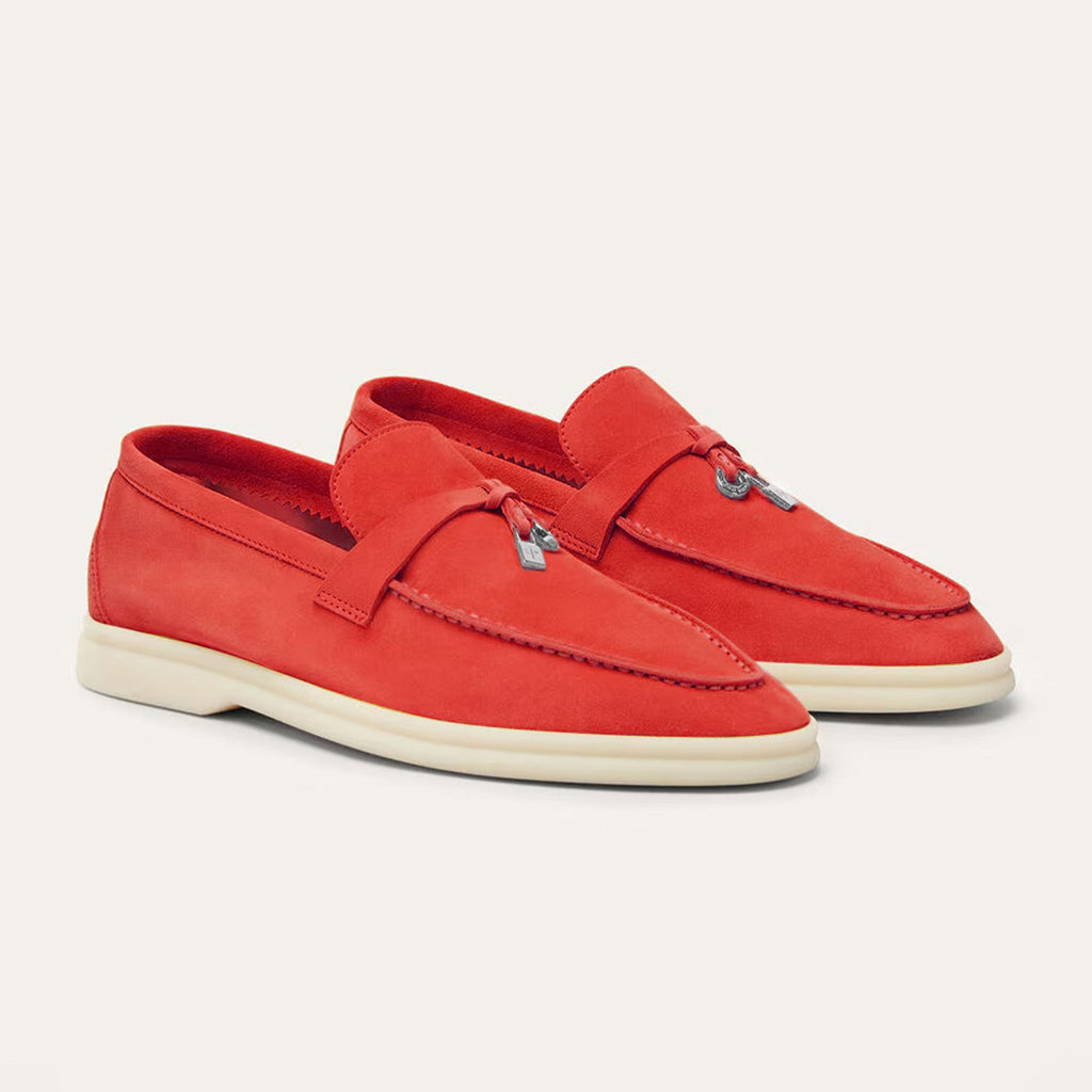 Loro Piana Women's Summer Charms Walk Mocassin Shoes Suede Round-Toe Solid-Color All-Season Casual Shoes #81538