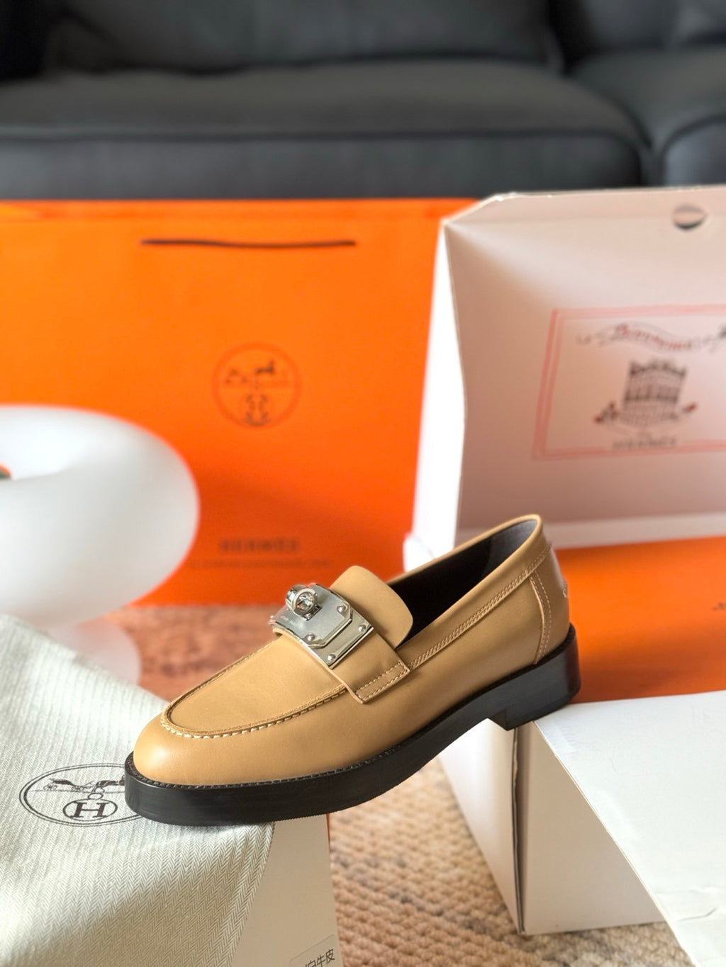 Hermes Hot loafer Beige #334035