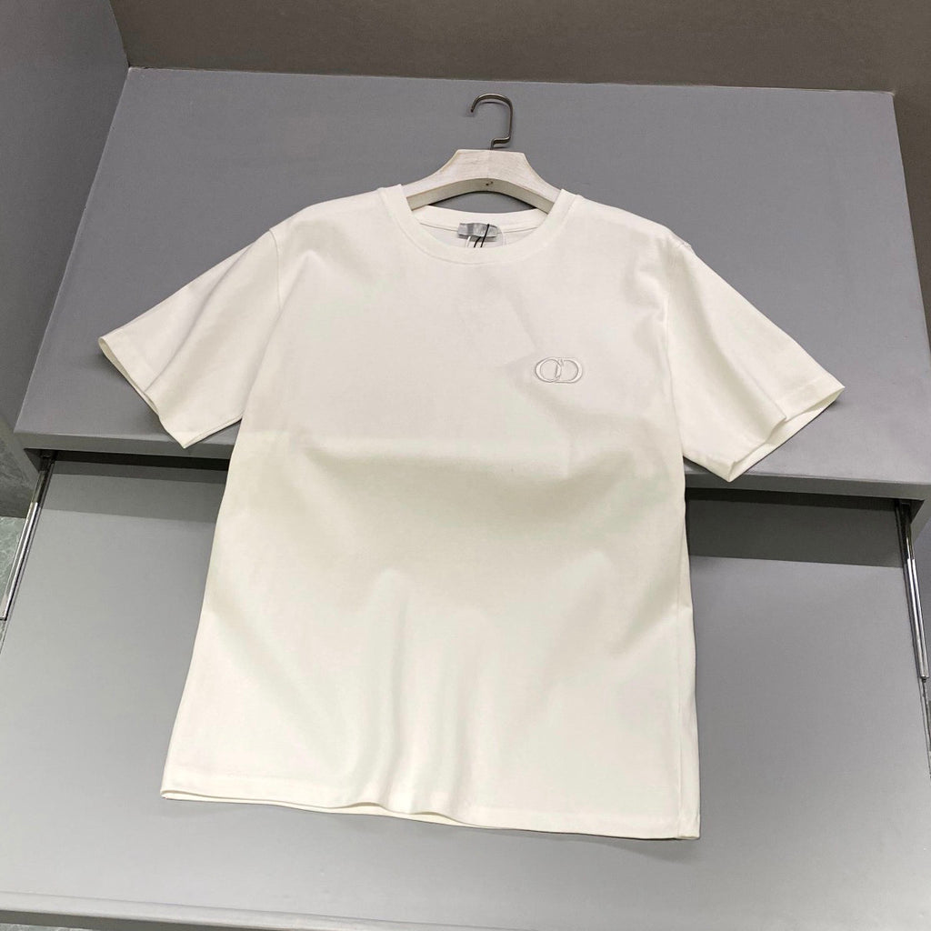 Dior Men's Summer Solid Color Embroidered Logo Round Neck Cotton Short Sleeve T-Shirt #99796