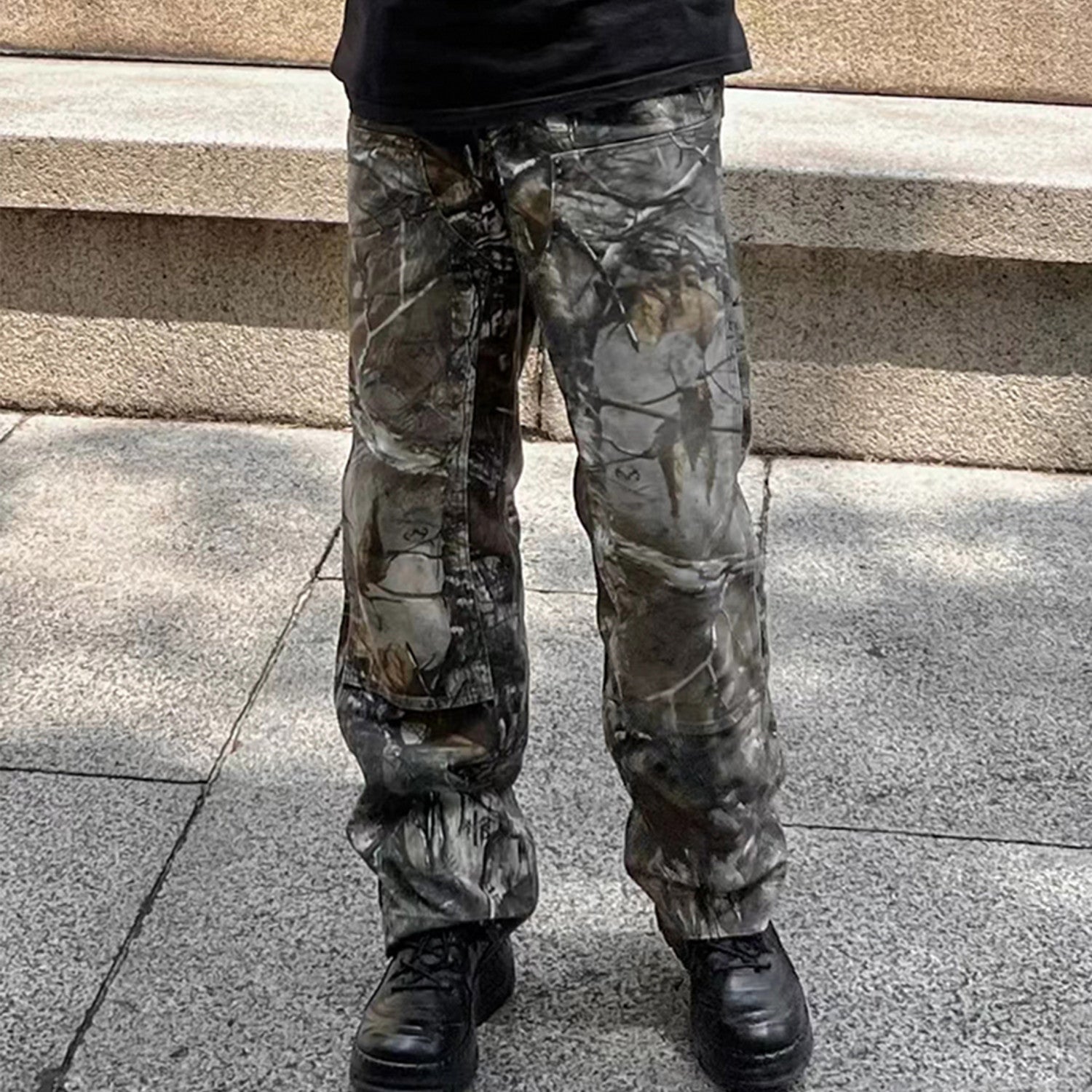 Carhartt WIP Men's Spring And Autumn Tree Branch Camouflage Vintage High Street Pocket Workwear Pants Straight Leg Pants Ngvp #8611