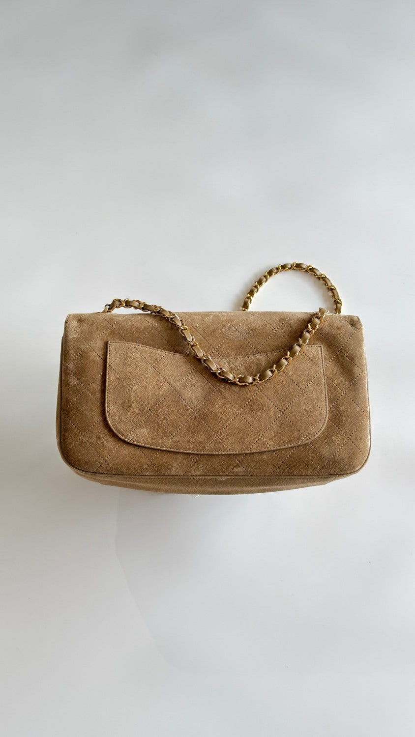 Chanel 2026 Spring/summer Maxi Clutch Bag Brown Suede With Metal Chain Stylish And Elegant Handbag  Bags #196600