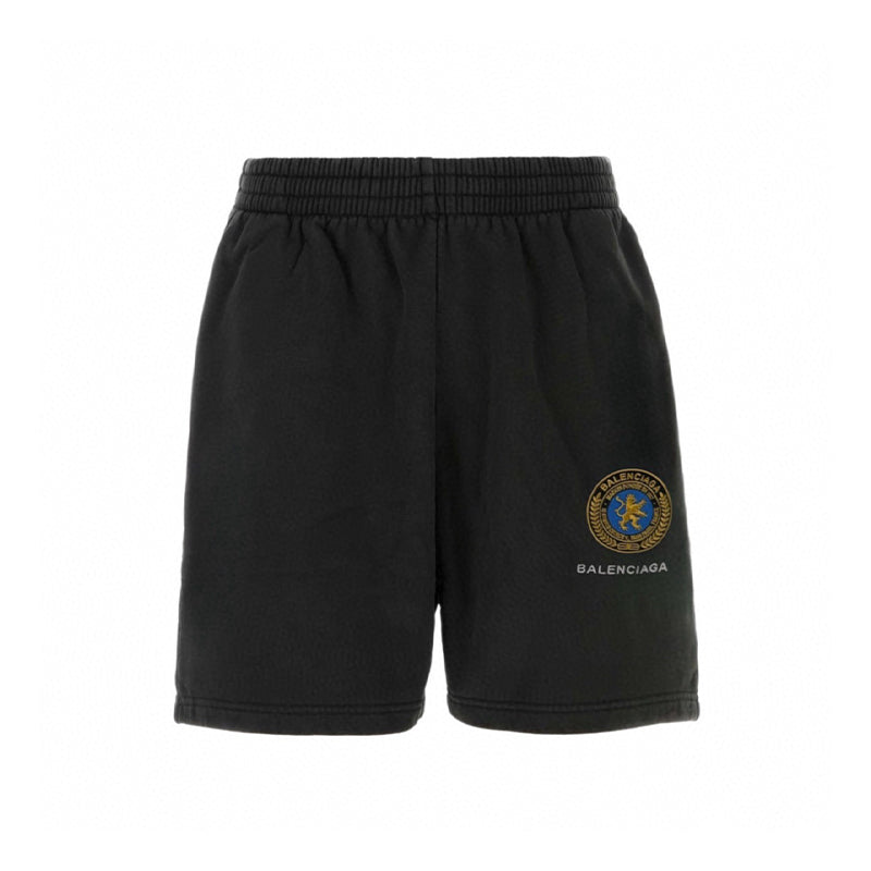 Balenciaga Men's Uniform Merch Oversized Round Neck Short Sleeve T-Shirt Vintage Solid Color Embroidery Casual Elastic Waist Shorts #81297