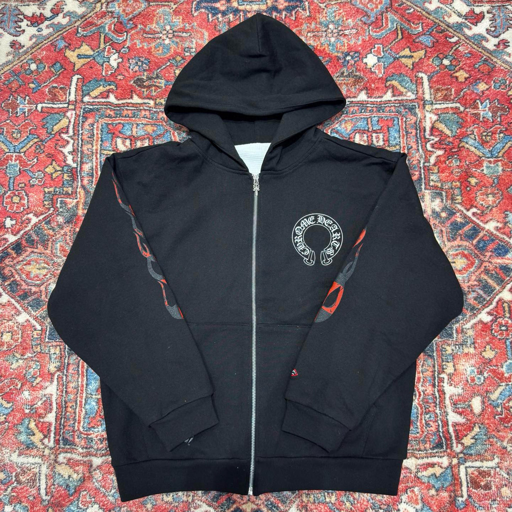 Chrome Hearts Men's & Women's Spring/Fall Letter Print Zipper-Front Warm Solid-Color Long-Sleeve Hooded Sweatshirt Jacket #81736