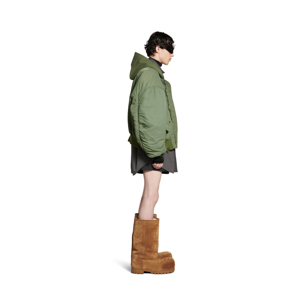 Balenciaga Men's Fall/Winter Dark Green Hooded Loose Zipper Long Sleeve Bomber Jacket Ngvp #9465