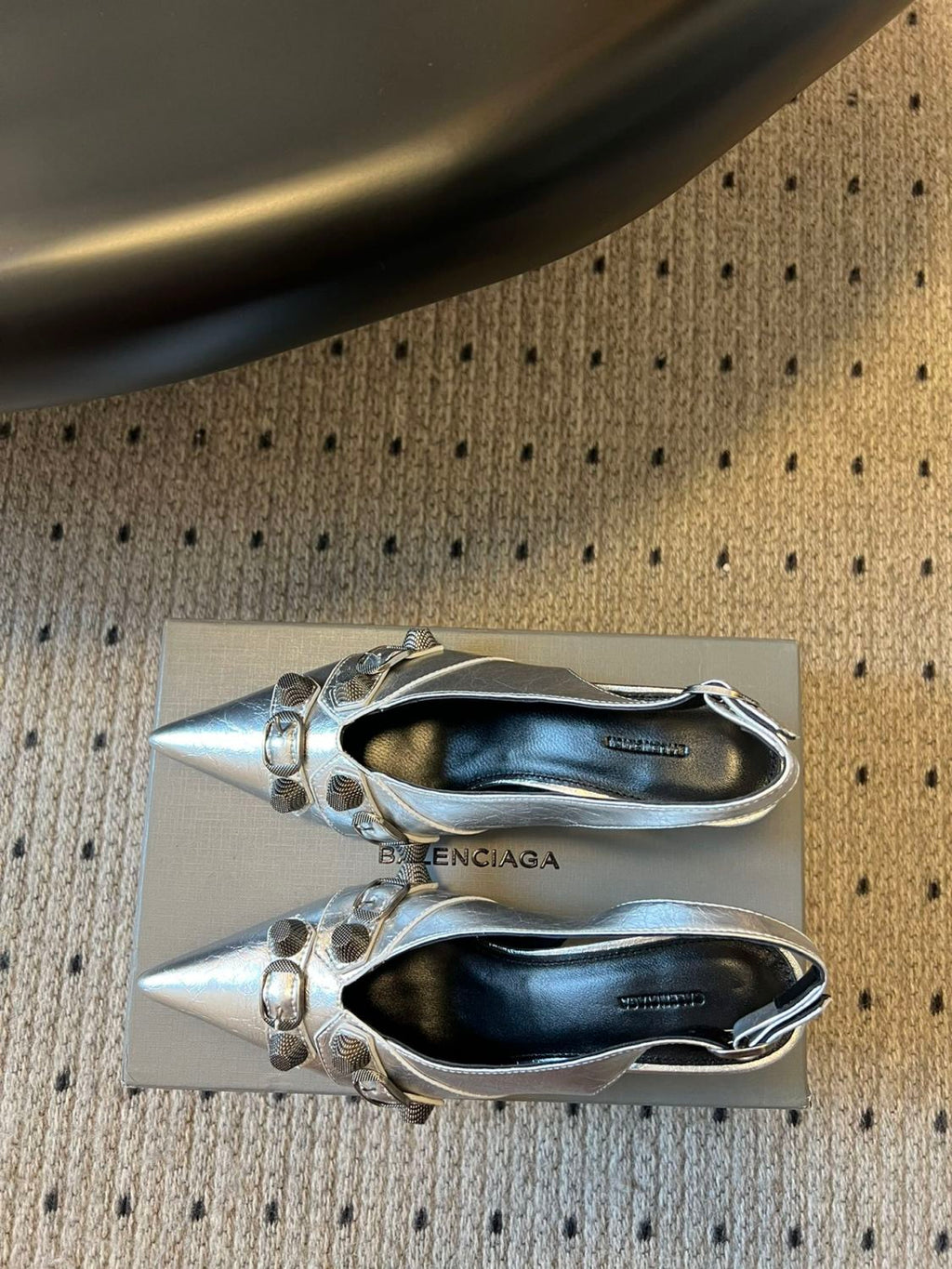 Balenciaga Women's Spring And Summer Punk Style Rivets High Heels Solid Color Fine Heel Leather Casual Shoes Shoes High 8.5cm Ngvp #1421