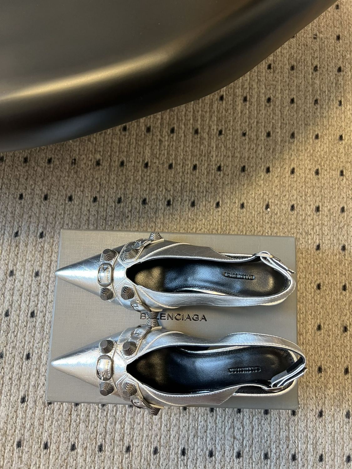 Balenciaga Women's Spring And Summer Punk Style Rivets High Heels Solid Color Fine Heel Leather Casual Shoes Shoes High 8.5cm Ngvp #1421