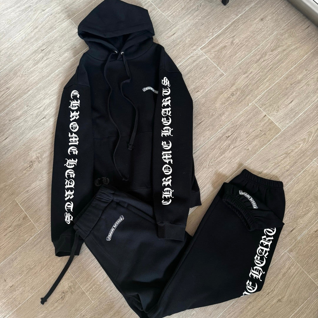 Chrome Hearts Sanskrit Letters on the Side Jacket Hooded Sweatshirt Pants #375726