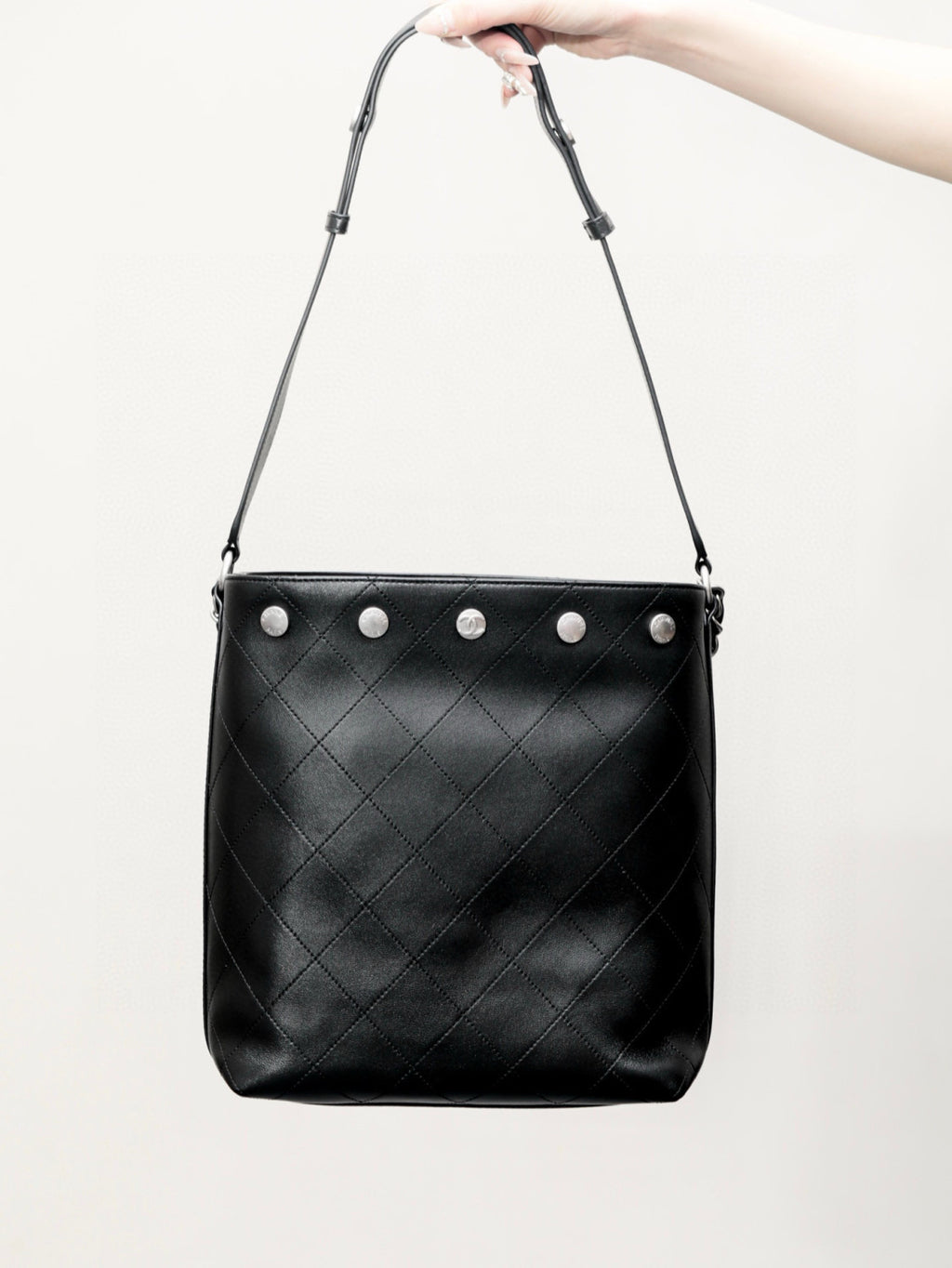 Chanel Women's Letter Logo Lattice Drawstring Closure Calfskin Mini Shoulder Crossbody Bag Bags #75892