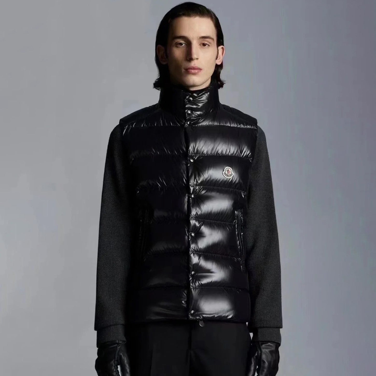Moncler Men's Winter Black Solid Colour Logo Label Zip Hooded Down Short Waistcoat Vest #97646