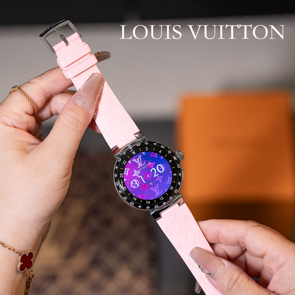 Louis Vuitton Tambour Horizon Light Up Connected Watch Men's Women's Fashion Accessories Diameter 44mm1.2 Inch Round Amoled Full Touch Screen Resolution 390*390 Sensor Actuator Life Waterproof Smart Watch #81447