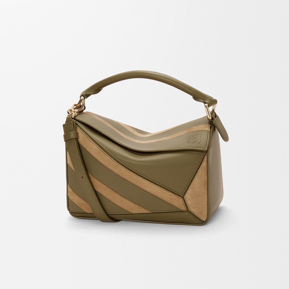 LOEWE Small Puzzle bag in classic calfskin suede Brown #335950