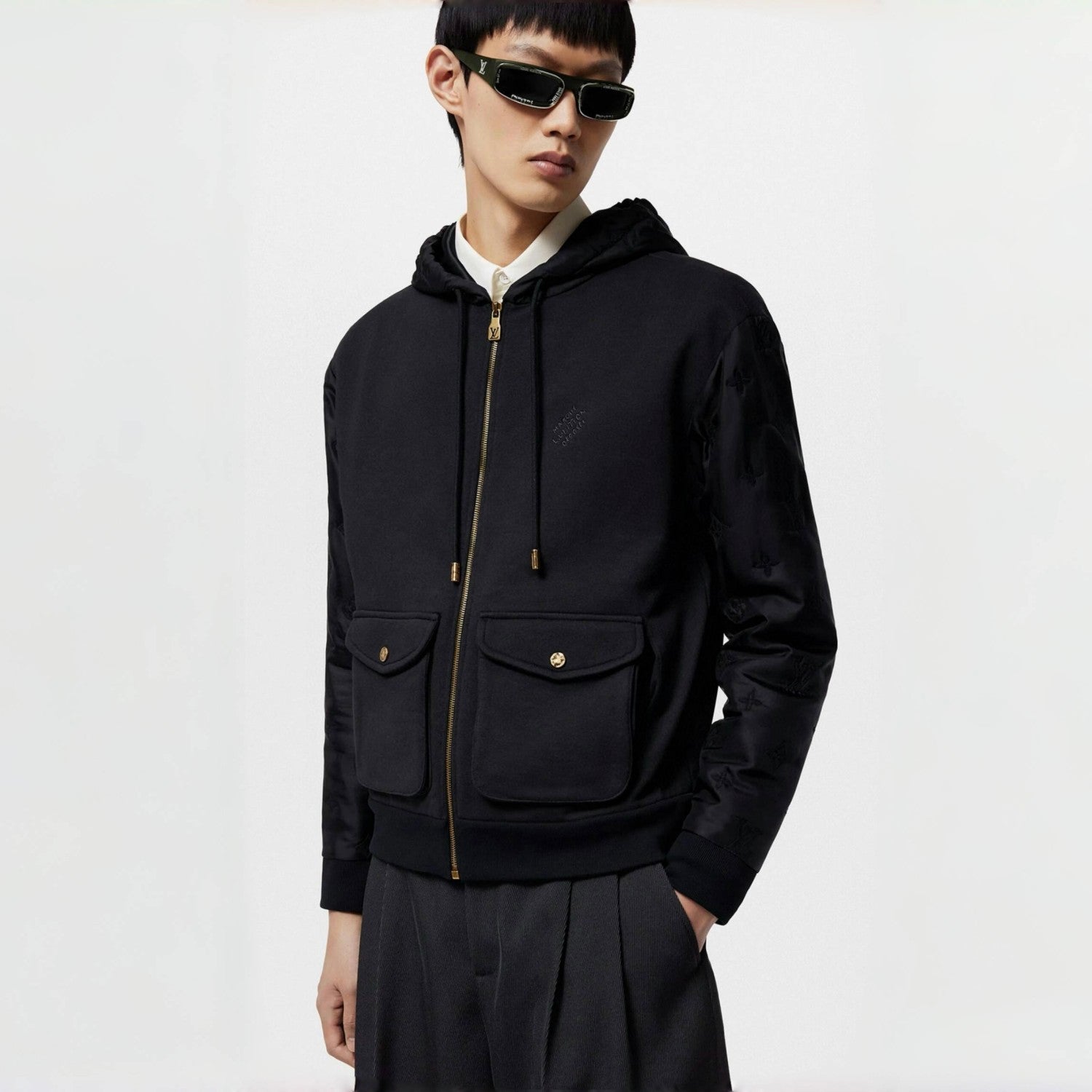 Louis Vuitton Men's Spring/Fall Fashion Casual Solid Color Hooded Zipper Long Sleeve Jacket #78761