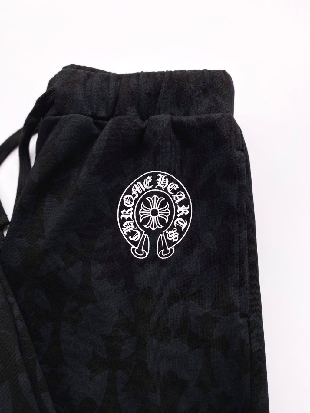 Chrome Hearts Men's Summer Black Logo Print Stretch Lace-Up Straight Shorts #99848