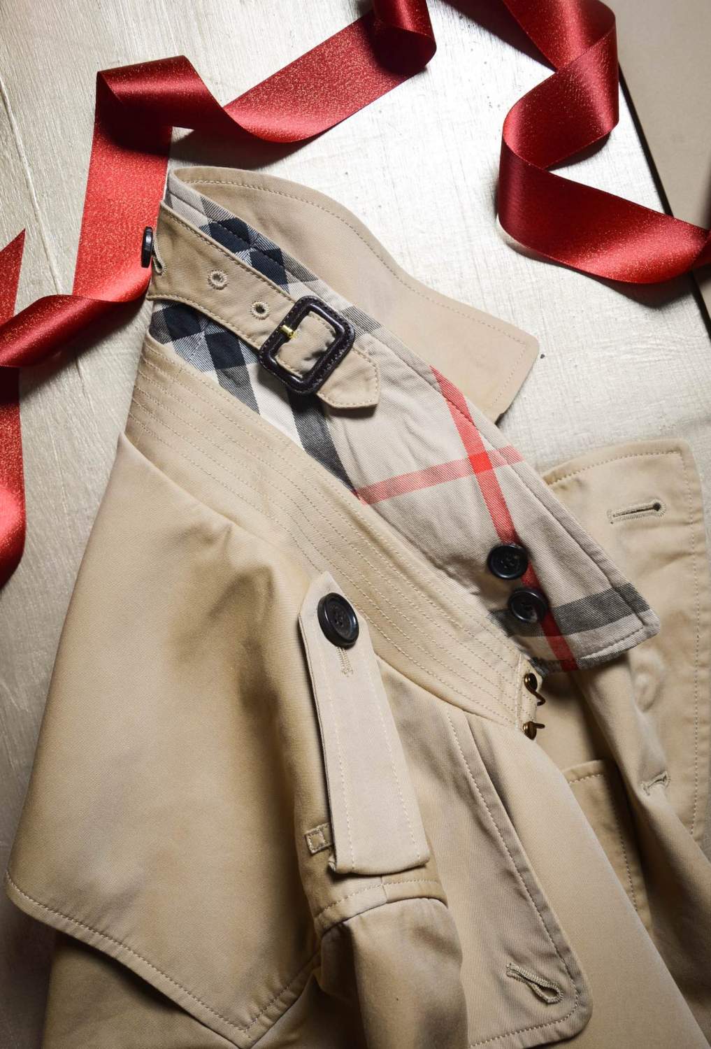 Burberry Men's Spring and Autumn Solid Color Double Breasted Mid-Length Waist Trench Coat Jacket #72856