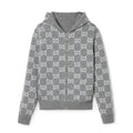 Gucci Men's Autumn and Winter Gray Full Printed Reversible Hooded Zipper Long Sleeve Jacket #74292