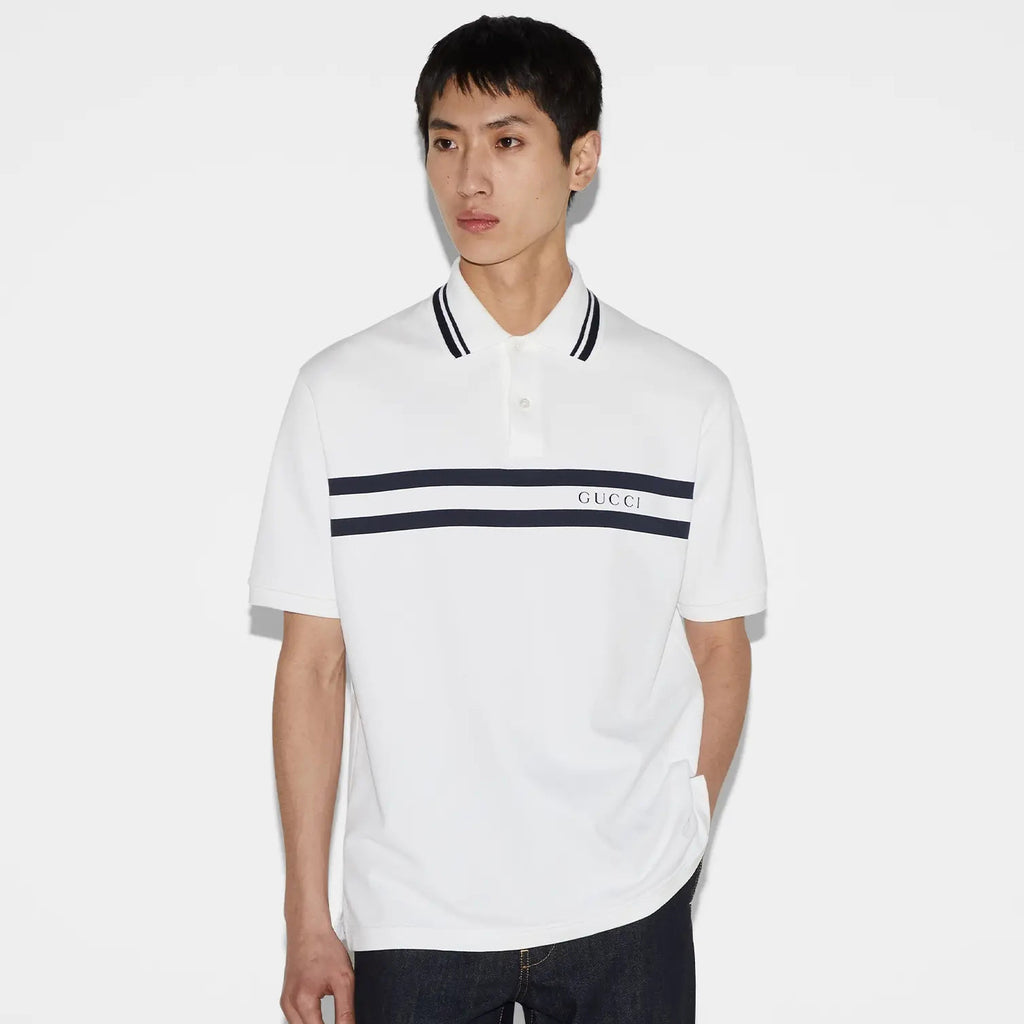 Gucci Men's Summer Letter Stripe Casual Short Sleeve Polo Shirt T-shirt #99599