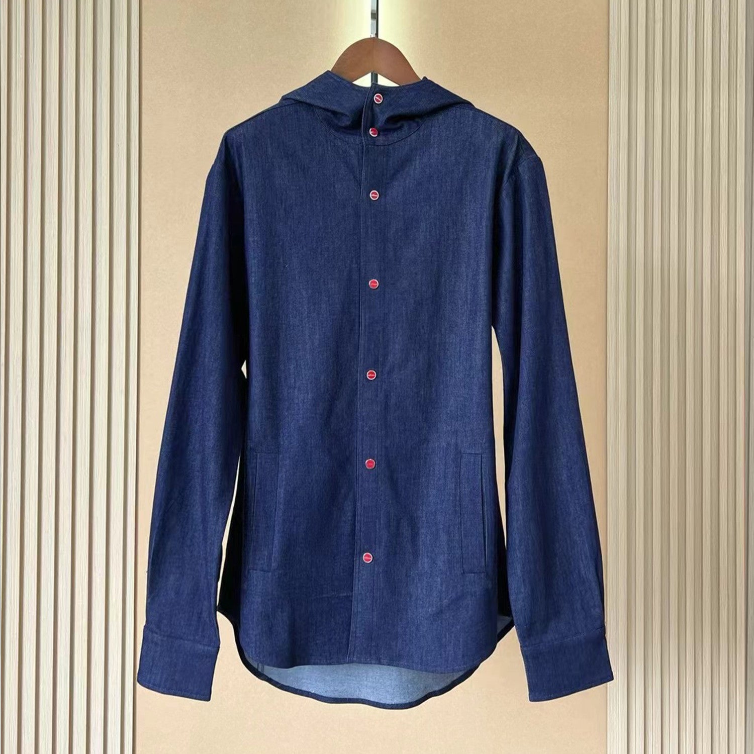 Kiton Men's Spring And Fall Retro Plaid Hooded Shirt Long-sleeved Lapel Buttons Fashion Casual Denim Cotton Shirt Ngvp #8879