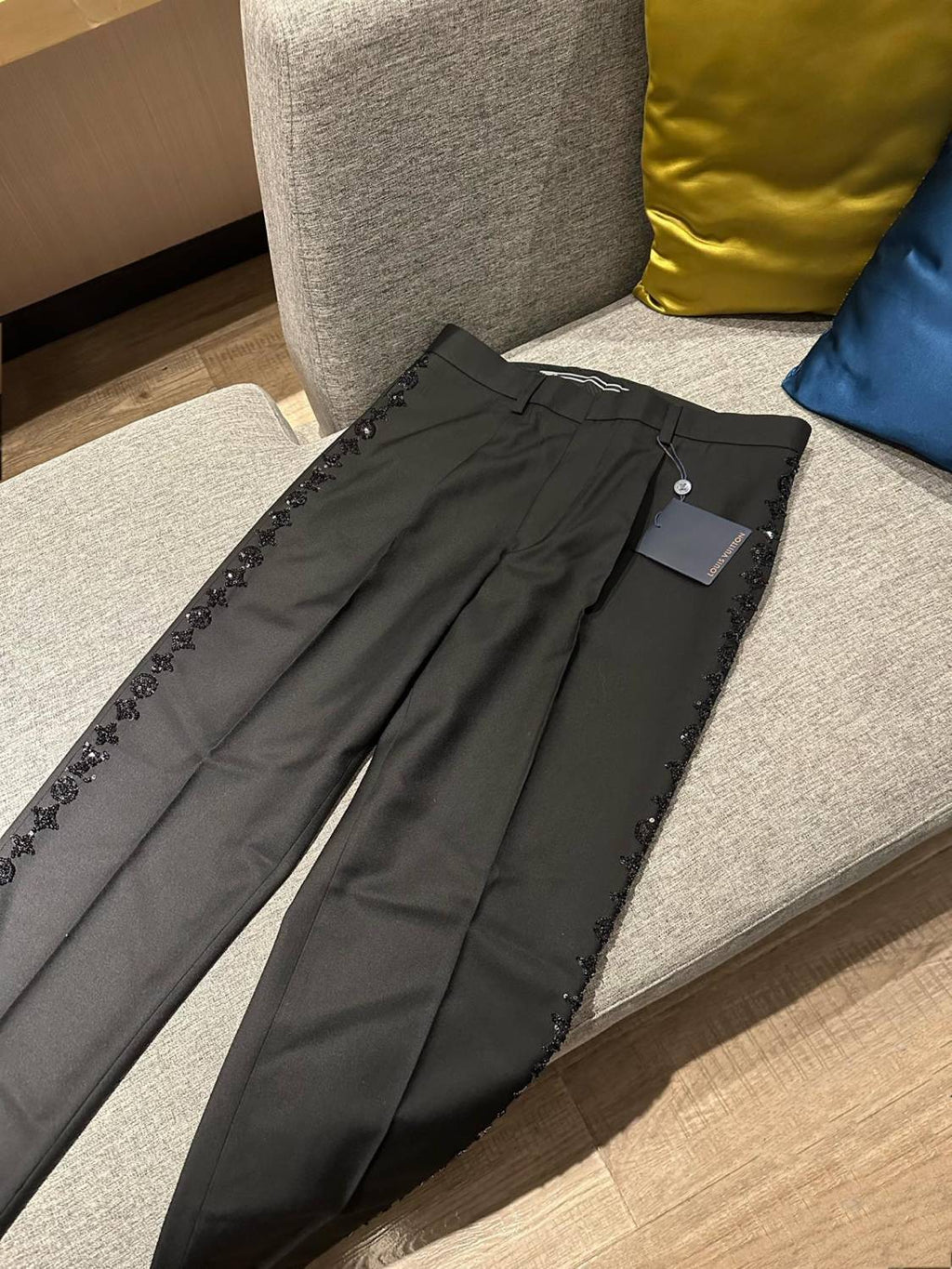 Louis Vuitton Men's Spring and Autumn Black Evening Drawstring Zipper Standing Collar Jacket Casual Pants Suit Set #72849