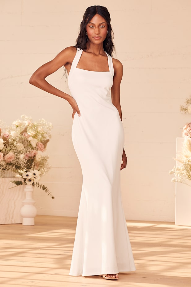 Pure Romance White Mermaid Maxi Dress