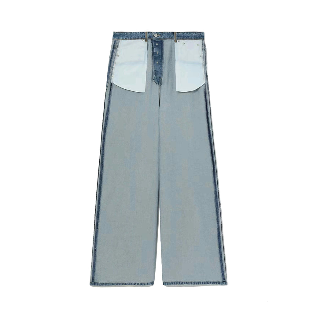 Vetements Men And Women With The Same Paragraph Fall And Winter Double-sided Wear Washed Blue Wide-legged Loose Flare Jeans Jeans High Street Trend Casual Straight Pants Ngvp #2458