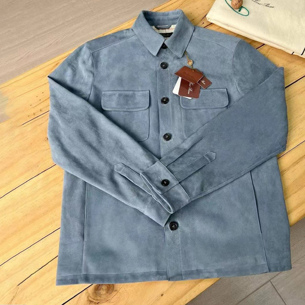 Loro Piana Men's Spring And Fall Fashion Lapel Suede Single-breasted Casual Temperament British Work Wind Jacket Ngvp #7928