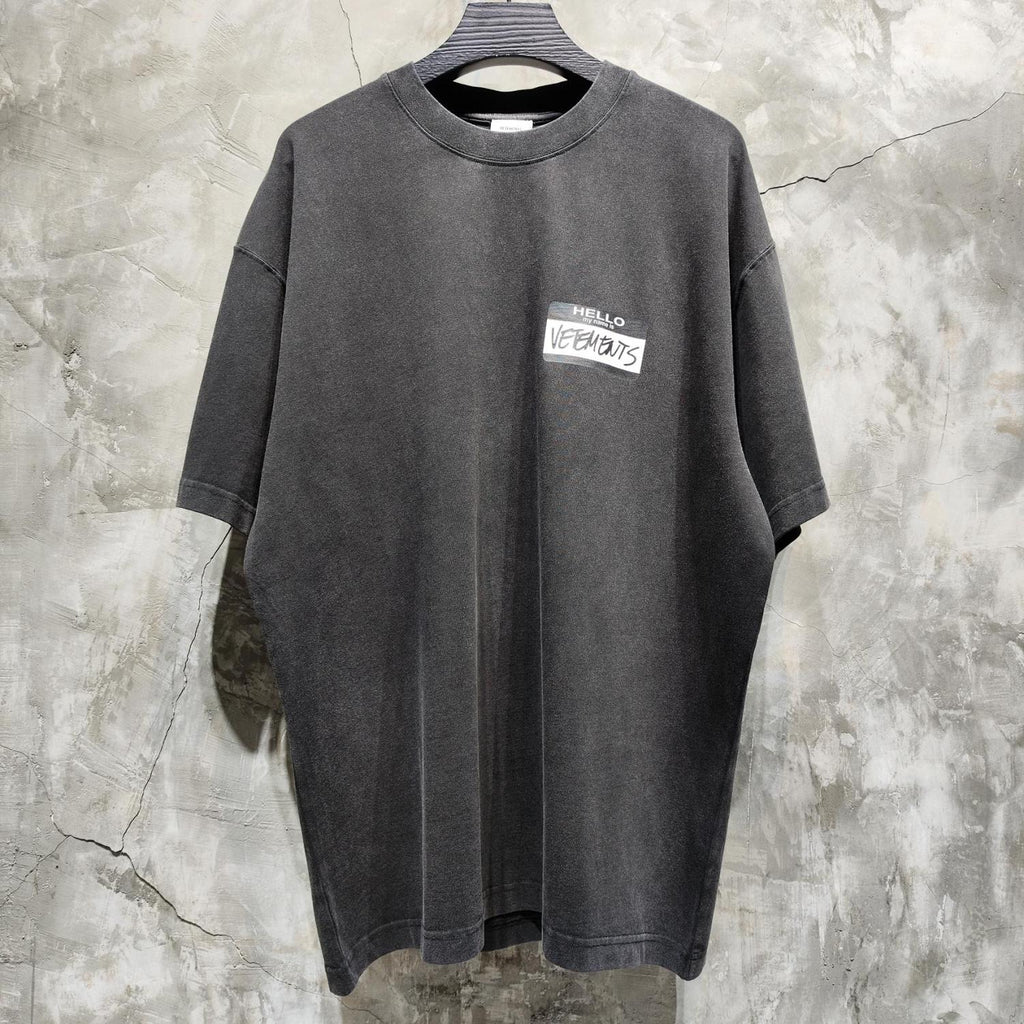 Vetements Men's Summer Black Round Neck Cotton Comfortable Loose Logo Printed Short Sleeve T-Shirt #73713