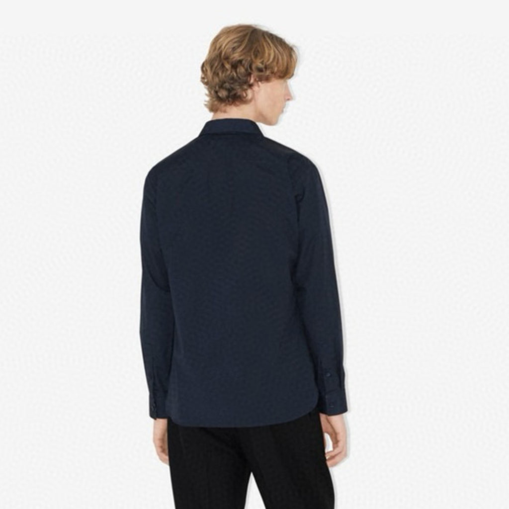 Burberry Men's Four Seasons Equestrian Rider Embroidered Logo Plaid Slim Fit Solid Color Long Sleeve Shirt #99377