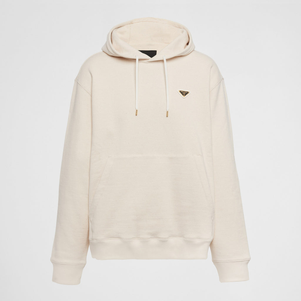 Prada Men's Spring and Autumn Beige Hooded Drawstring Long Sleeve Sweatshirt #72359