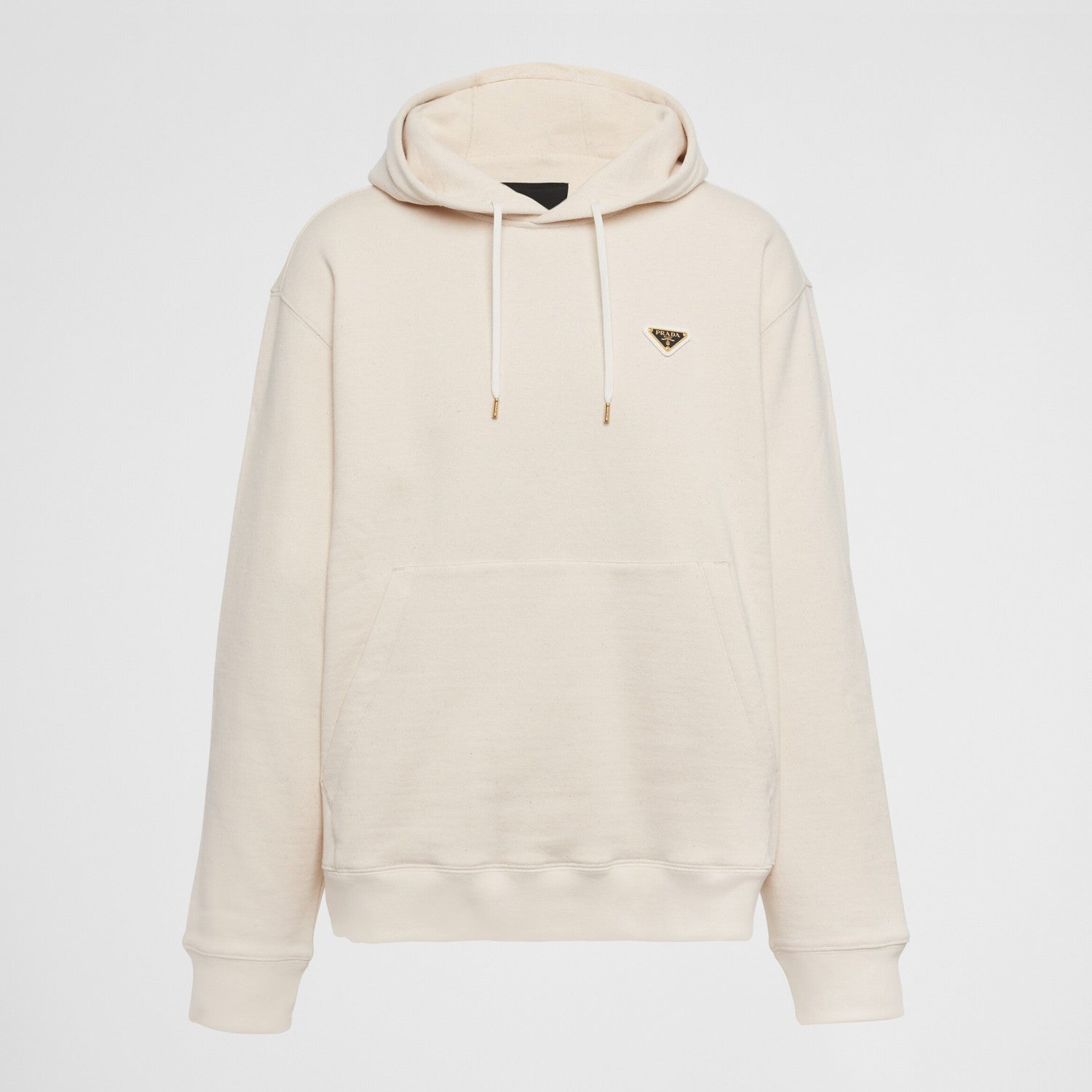 Prada Men's Spring and Autumn Beige Hooded Drawstring Long Sleeve Sweatshirt #72359