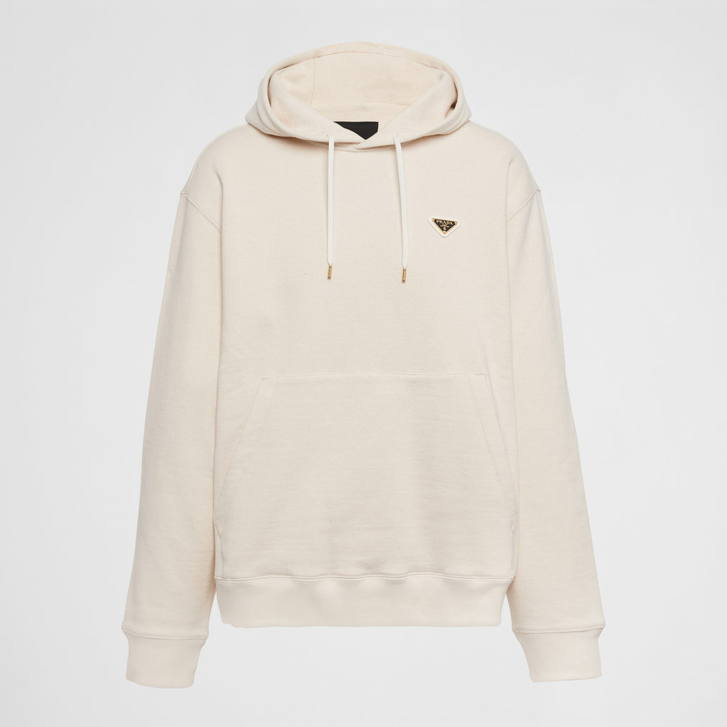Prada Men's Spring and Autumn Beige Hooded Drawstring Long Sleeve Sweatshirt #72359