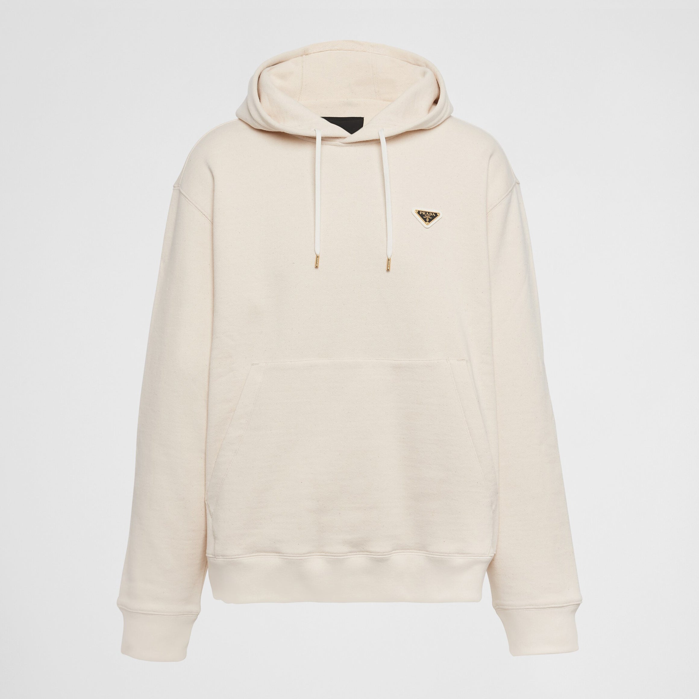 Prada Men's Spring and Autumn Beige Hooded Drawstring Long Sleeve Sweatshirt #72359