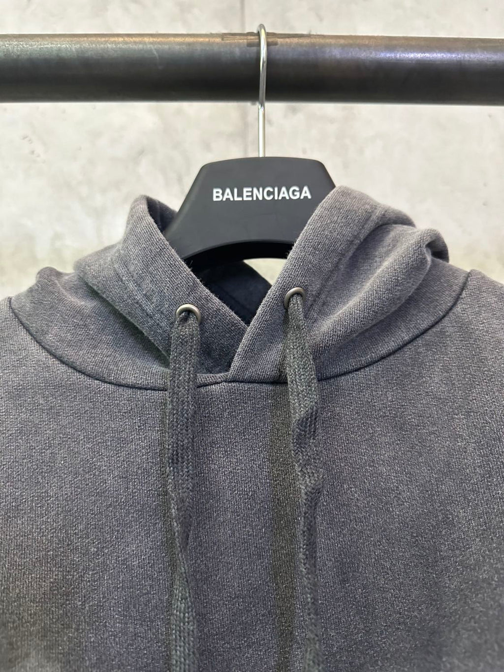 Balenciaga Men's Washed Crayon Loop Oversized Hoodie in Washed Black White #336853