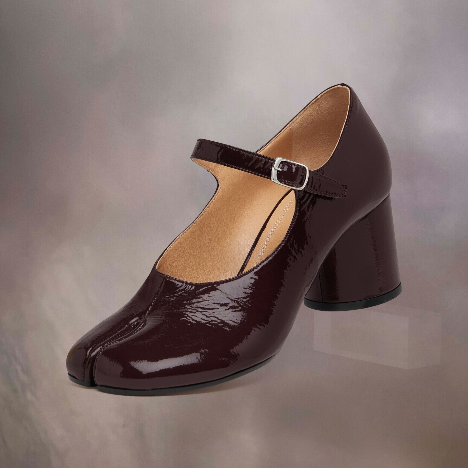 Maison Margiela Women's Spring/Fall Fashion Classic Round Toe Slip On Solid Color Leather Chunky Heel Mary Jane Split Toe Shoes #78646