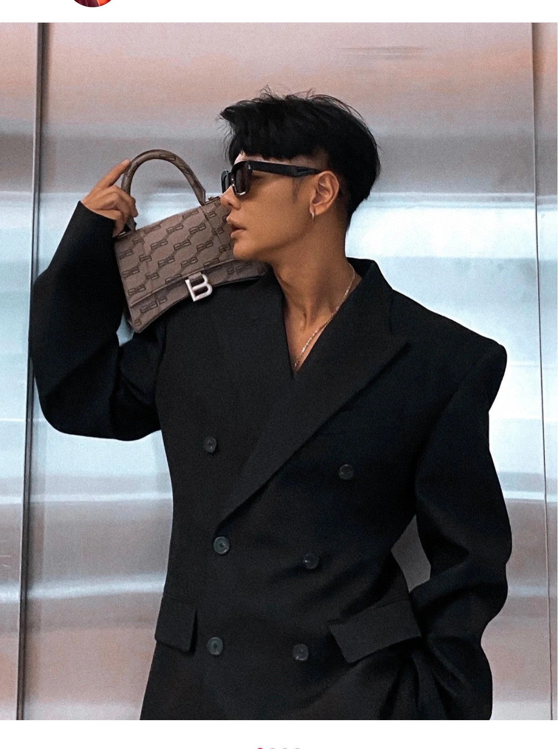 Balenciaga Men's Women's Spring And Autumn Black Lapel Double Breasted Wool Long Sleeve Fitted Blazer Jacket Ngvp #7249