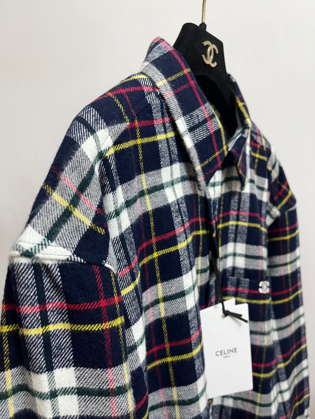 Celine Relaxed Shirt in Brushed Checked Wool #335061