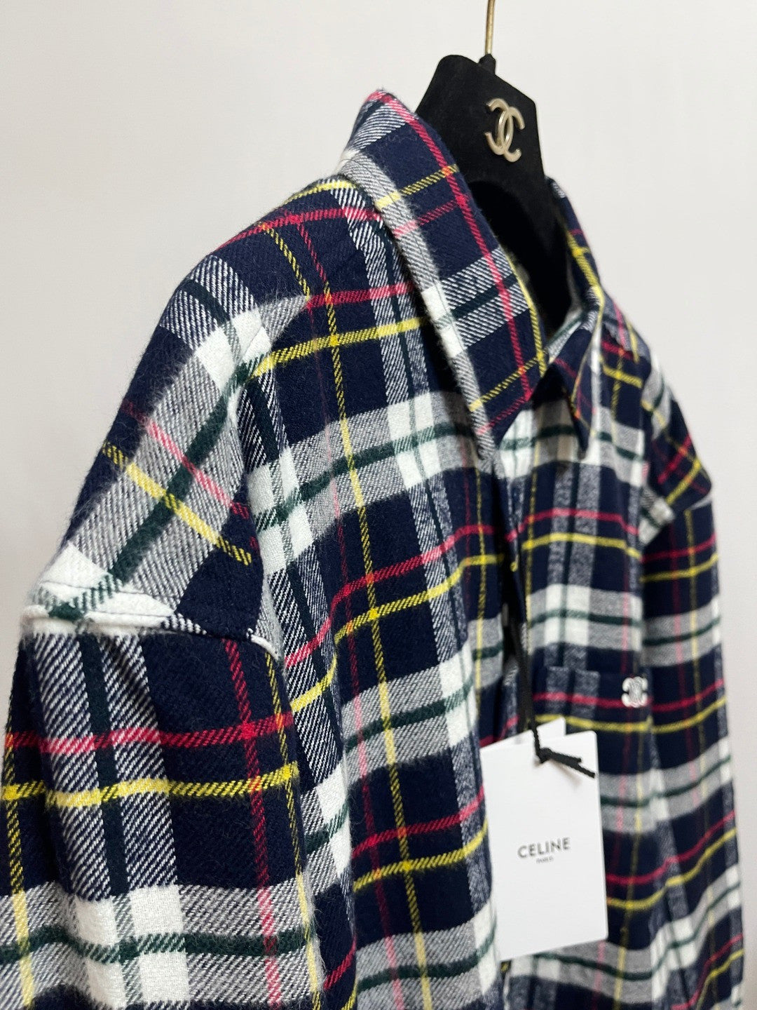 Celine Relaxed Shirt in Brushed Checked Wool #335061