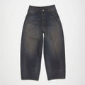 Acne Studios Men's Fall And Winter Dirty-dyed Old Metal Leather Pockets Washed Cat Whiskers Baggy Jeans Loose Wide-legged Pants Ngvp #2472