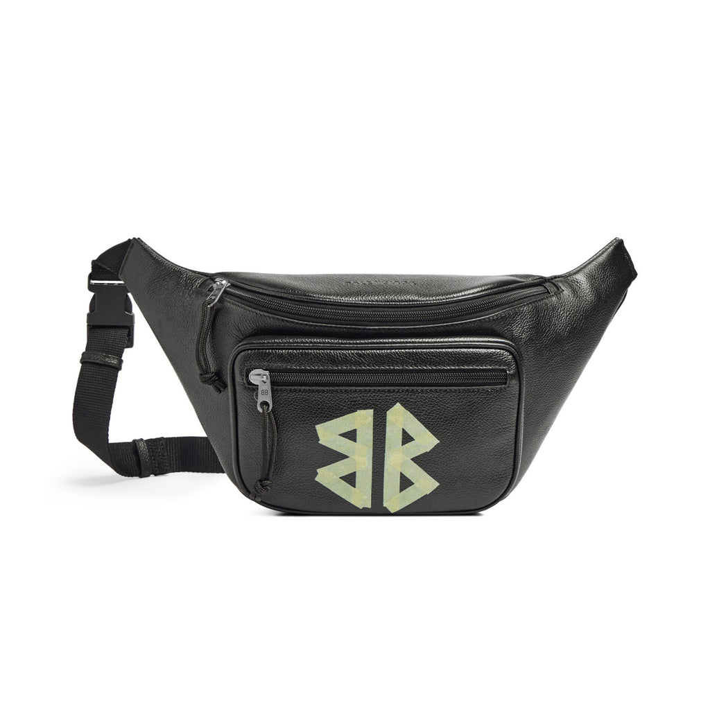 Balenciaga Explorer Men's Letter Print Zipper Closure Black Grained Cowhide Leather Single Shoulder Crossbody Belt Bag Bags #77711