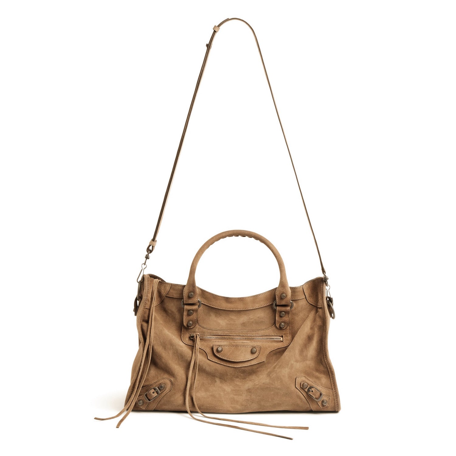 Balenciaga LE CITY Medium Handbag Women's Fashion Luxury Solid-Colour Suede Tote Bag Crossbody Bag Bags 8230582AB2A1143 Ngvp #2434
