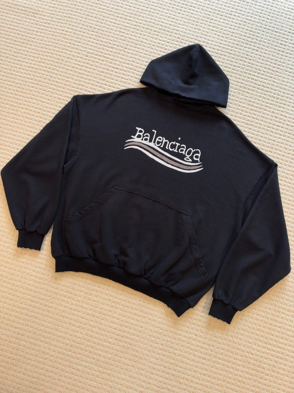 Balenciaga Men's Fall/winter Political Campaign Black Printed Sweatshirt Hooded Long Sleeve Pullover Sweatshirt ï»?81634